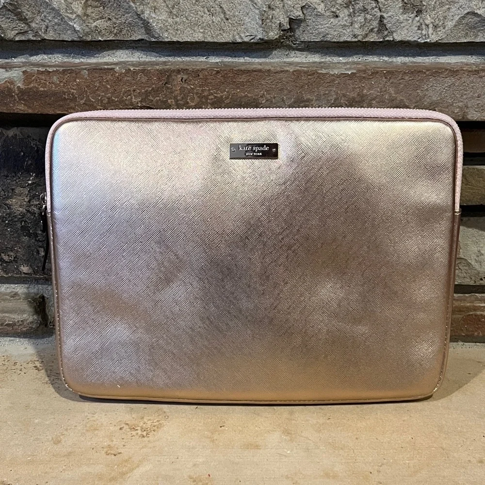 Kate Spade Rose Gold Metallic Laptop Sleeve